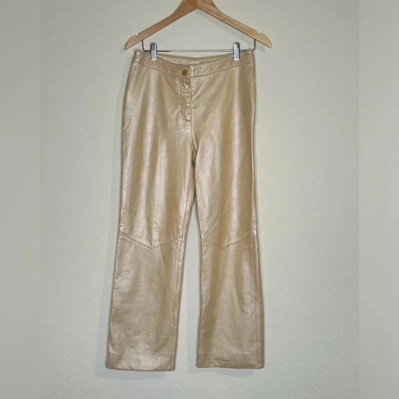 St. John - Gold  Tan Leather Straight Leg - Picture 2 of 15